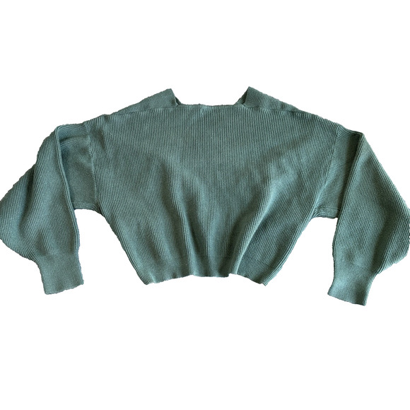Cross‎ Wrap Sweater by BTFBM Women’s Wrap Sweater Ribbed Knit V-Neck Size L Teal - Picture 2 of 8